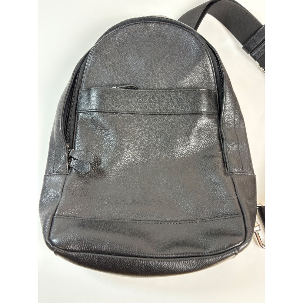 Coach Charles Pack Black Pebbled Leather Sling Bag Crossbody F54770 Mens